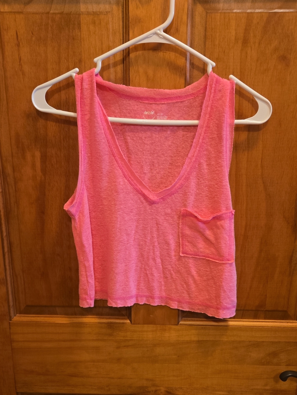 aerie Hot Pink V-Neck Sleeveless Pocket Tank